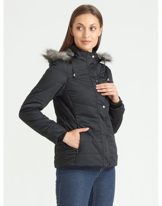 Women Quilted Puffer  Jacket Black